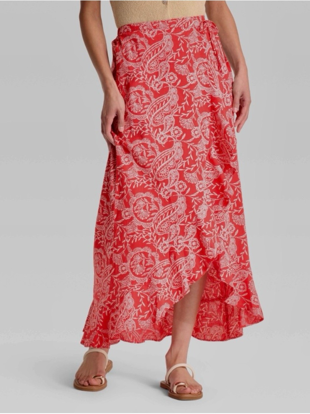 Universal Thread Red Paisley Wrap Maxi Skirt